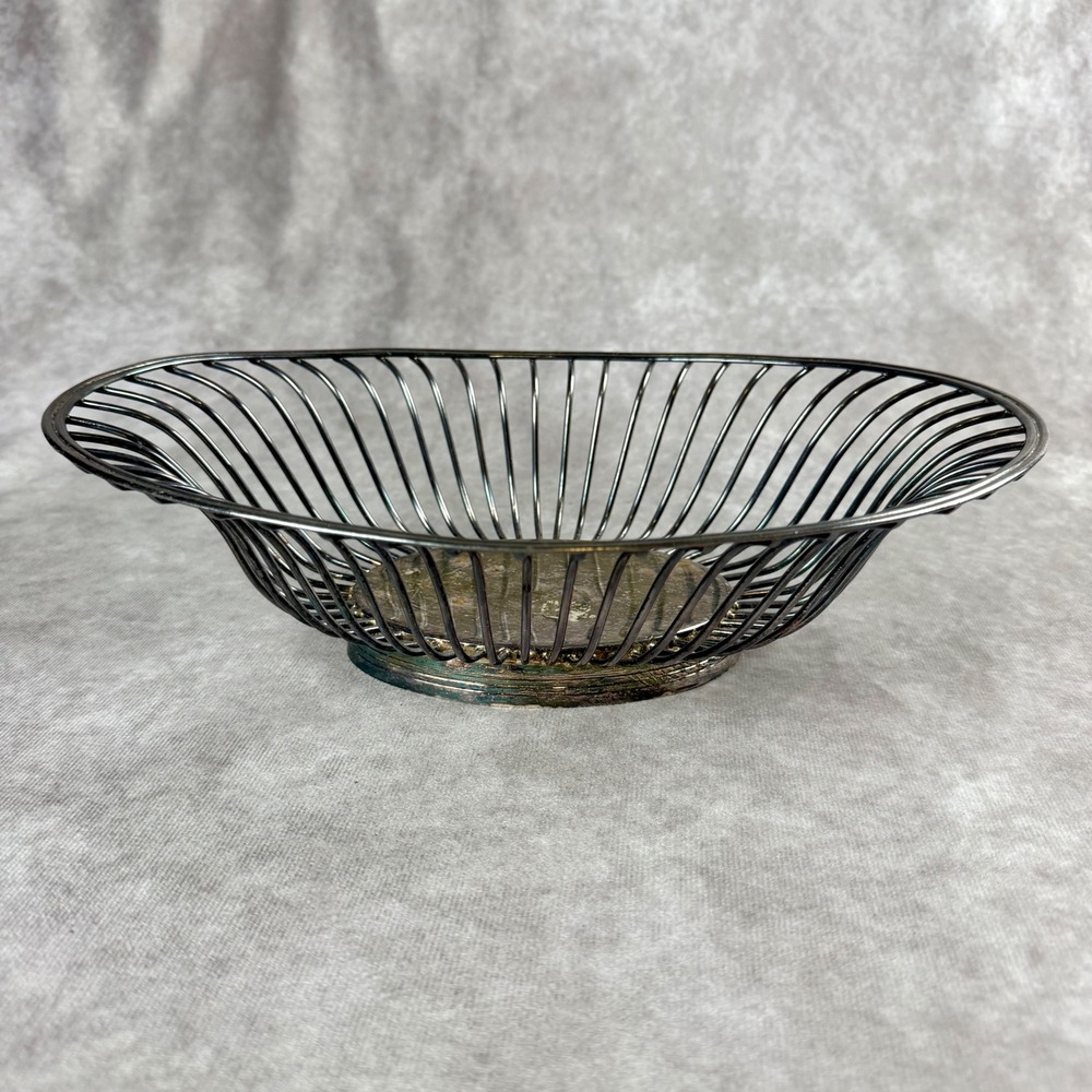 Christofle France Gallia Silver Plated Oval Wire Bread Fruit Basket Vintage